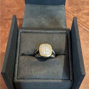 Authentic vintage David Yurman sterling silver, 18K gold and diamond ring